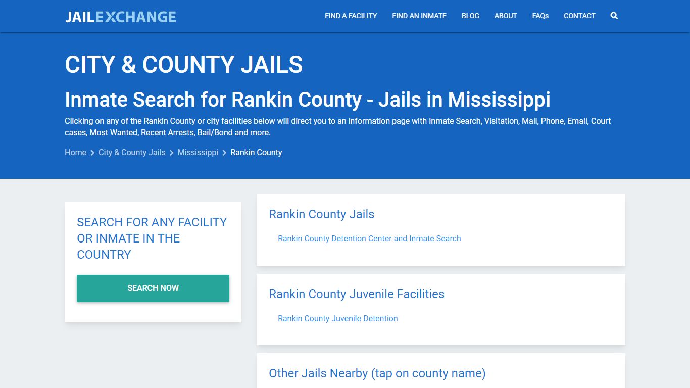Rankin County Jail & Detention MS | Booking, Visiting, Calls, Phone